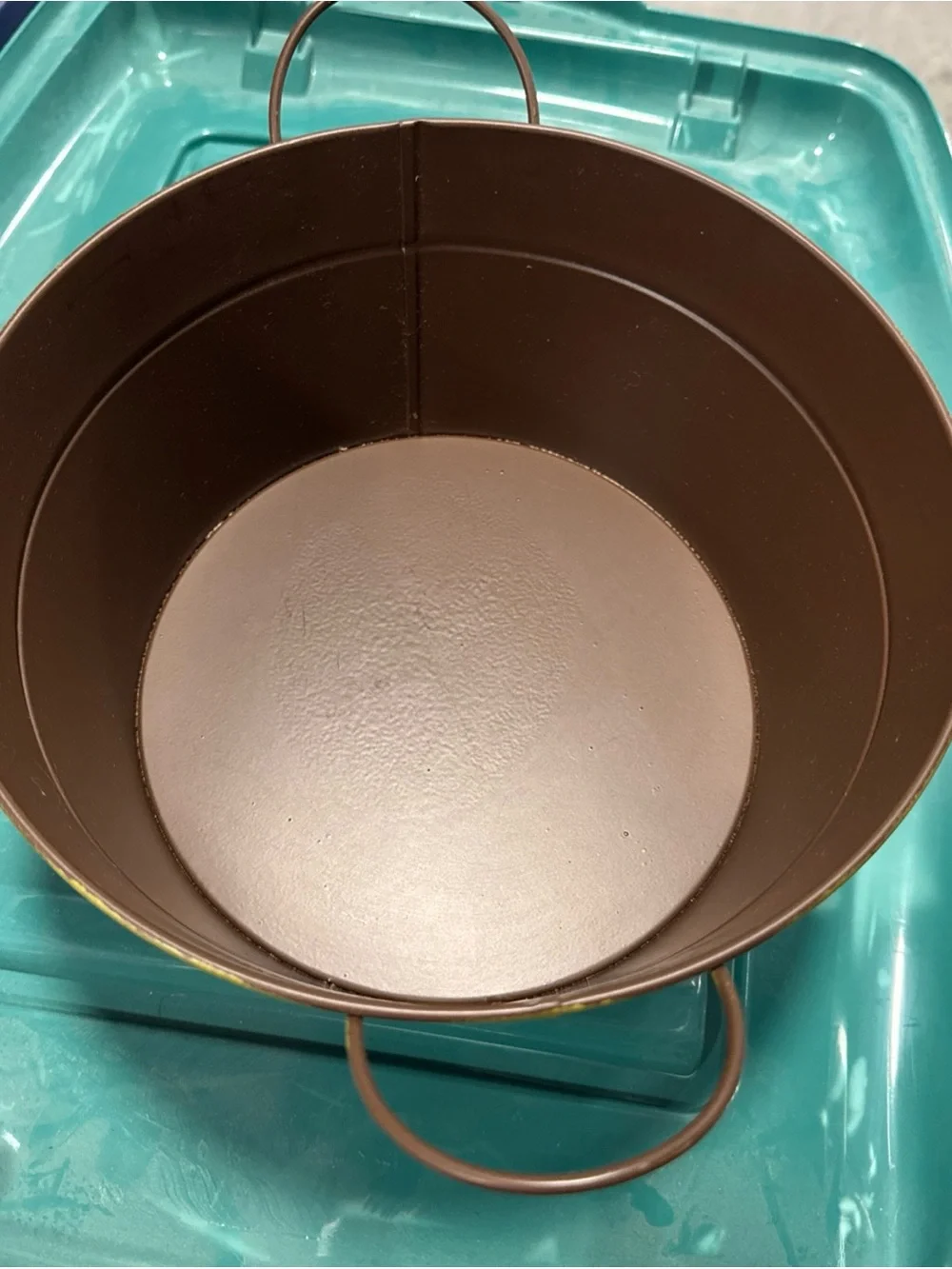 AUTUMN Metal Decorative Tub - Brown & Green Fall Accent
